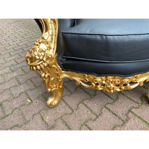 1940s vintage italian baroque rococo bergere chairs in gold with black a pair chairish
