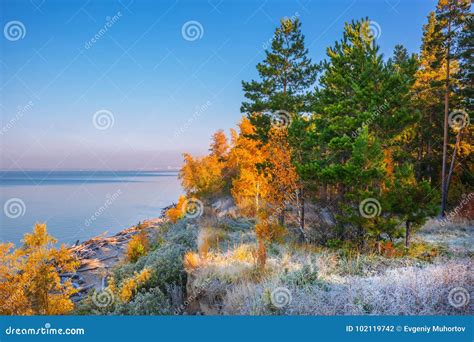 Autumn Sunrise On The River Ob Siberia Russia Stock Photo Image Of