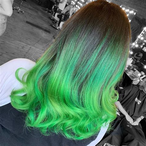 Lime Green Ombre Dip Dye Hair Dyed Hair Green Hair