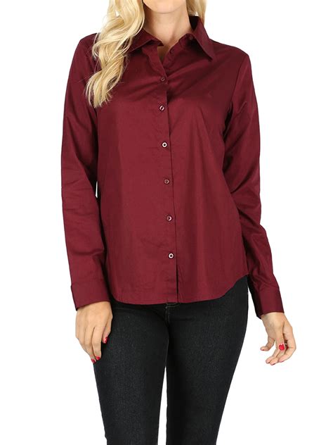 Thelovely Women S Basic Long Sleeve Button Down Blouse Shirt S Xl