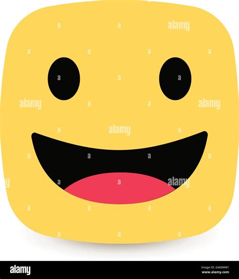 Square Yellow Smiley Friendly Emotion Joyful Facial Expression