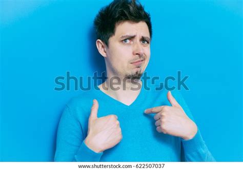 Male Hand Forefinger Pointing Himself On Stock Photo 622507037