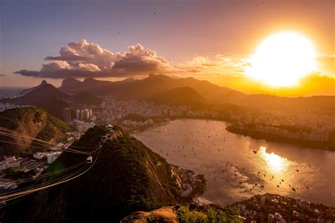 Incredible Sunset Over Rio De Janeiro Top Of Sugarloaf Mnt Oc