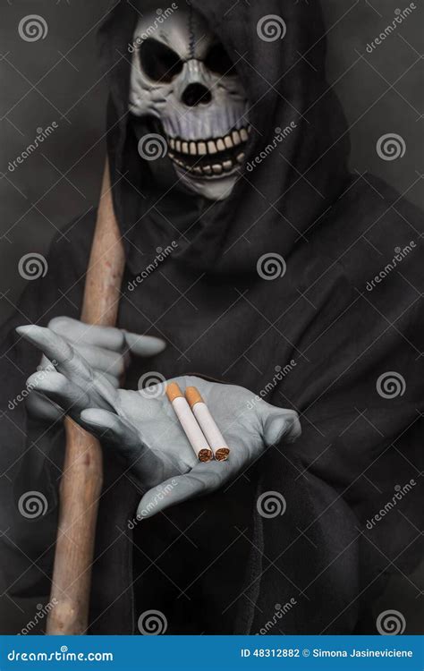 The Concept Smoking Kills Angel Of Death Holding Cigarette Stock