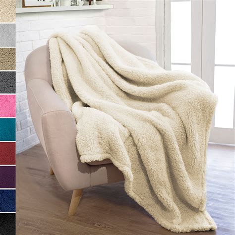 Pavilia Plush Sherpa Throw Blanket For Couch Sofa Fluffy Microfiber Fleece Throw Soft Fuzzy