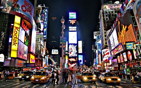 Times Square New York City Taxi Car Traffic Street