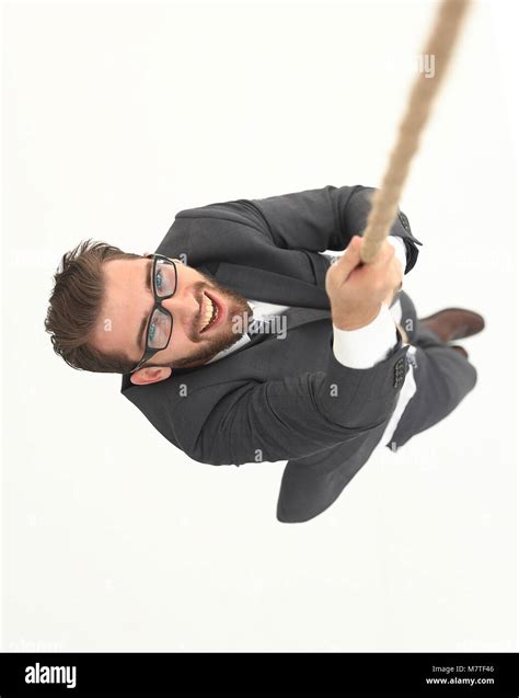 Successful Businessman Climbing The Rope Stock Photo Alamy
