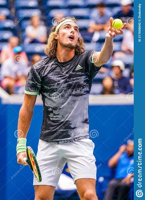 Professional Tennis Player Stefanos Tsitsipas Of Greece In Action