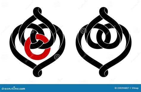 Set Of Signs Of The Union Of Two Intertwined Hearts Stylized Symbols