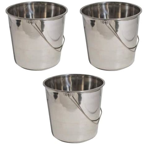Amerihome Large Stainless Steel Bucket Set 3 Pack 808049 The Home Depot