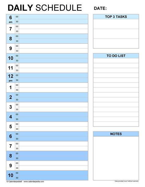 Printable Daily Schedule Free