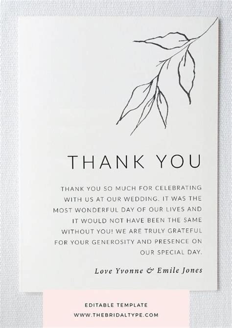 Printable Wedding Thank You Card Template ~ Addictionary Thank You Card