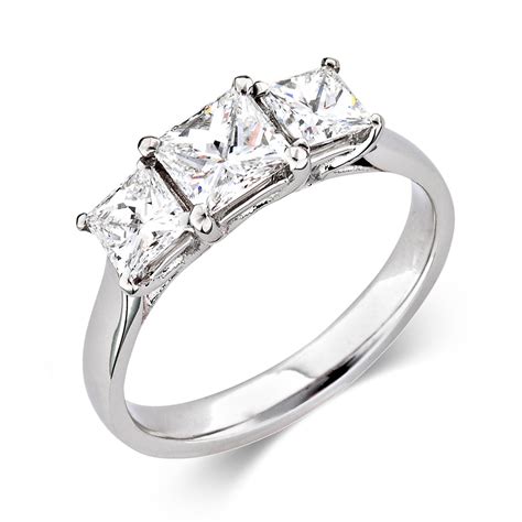 Princess Cut Diamond Three Stone Ring 150ct Pravins