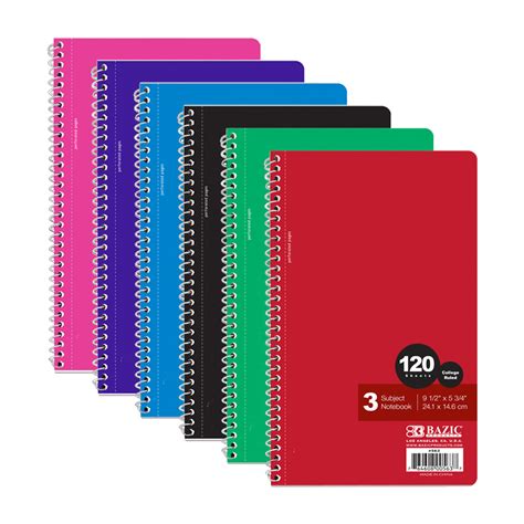 Wholesale BAZIC 3 Subject College Ruled Spiral Notebook - 24 Count, 120 ...