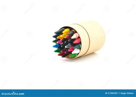 Color Pencils In Cardboard Box Stock Image Image Of Orange Green