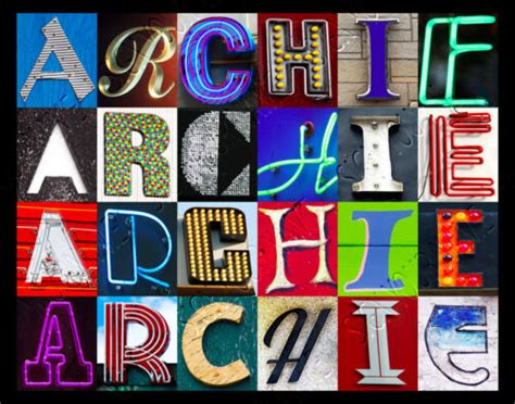 archie name poster featuring photos of actual sign letters ebay