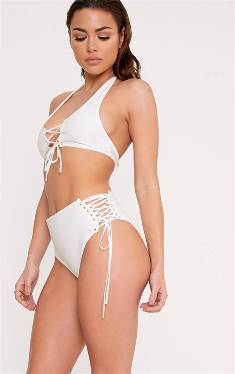 jenny white lace up side bikini bottoms swimwear prettylittlething