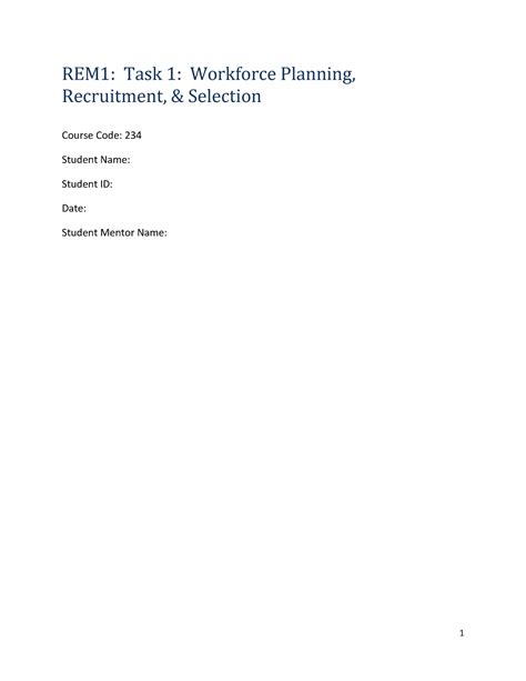 C234 Task 1 Passed 1st Attempt Rem1 Task 1 Workforce Planning