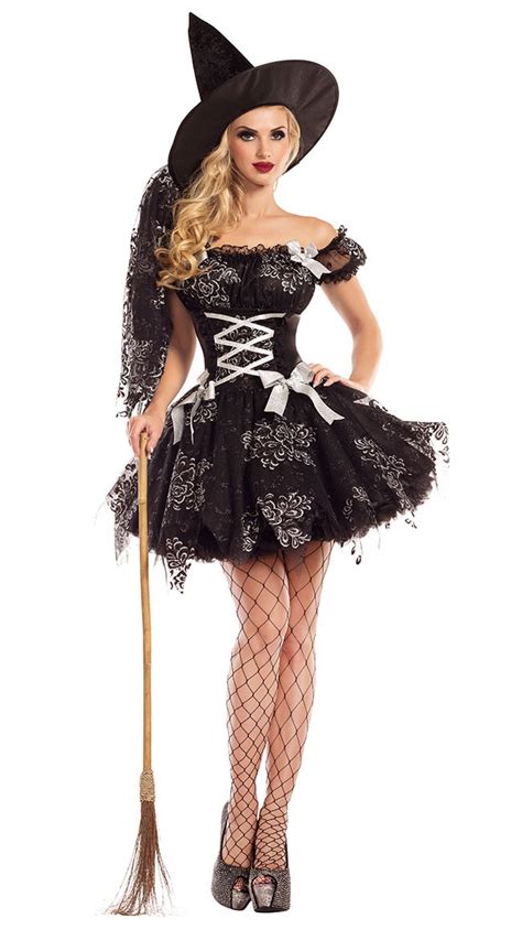 Adult Gothic Witch Costume Halloween Party Witch Costume Women Sexy Black Tulle Witch Dress Hat