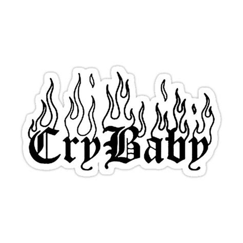 Lil Peep Cry Baby Tattoo On Fire Original Design Sticker By Nmrkdesigns