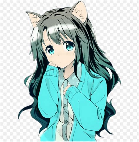 Anime Girl Cat Kawaii Png Image Shy Cute Anime Girl Anime Cat Png The