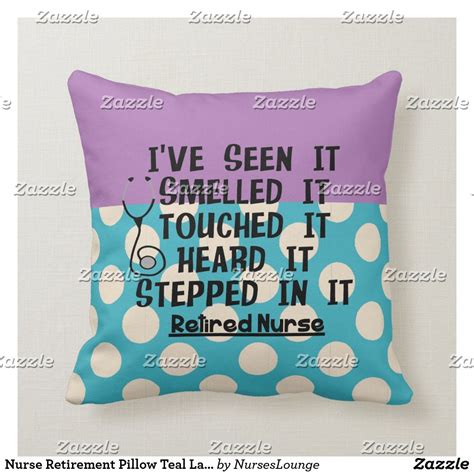 Nurse Retirement Pillow Teal Lavender Polka Dots Zazzle Nurse Retirement Ts Polka Dots