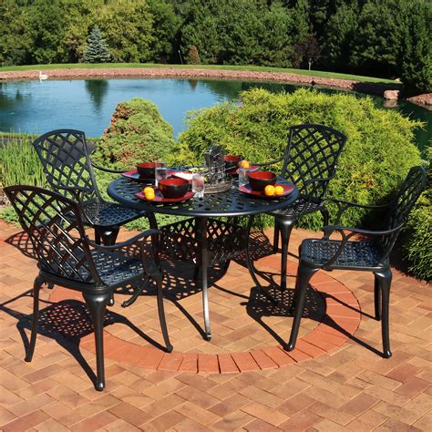 Round Patio Dining Sets For 4 With Umbrella ~ Sunnydaze Round Patio Dining Table Bodksawasusa