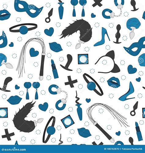 vector seamless pattern bdsm colored icon of intimate toys sex shop isolated over white