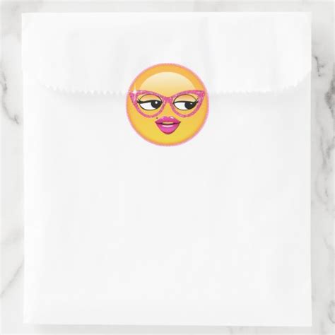 Emoji Flirty Girl Id227 Classic Round Sticker Zazzle