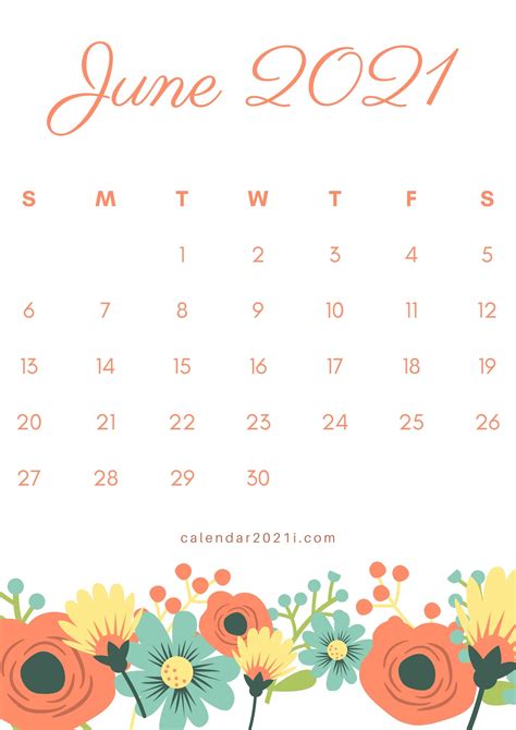 You can also download as an image. 2021 Floral Calendar Printable Monthly Templates ...