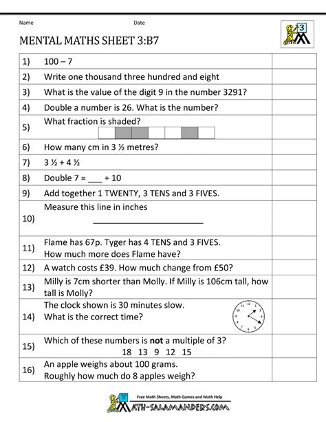 Studyres contains millions of educational documents, questions and answers, notes about the answers starter activity play make three: Mental Maths Year 3 Worksheets