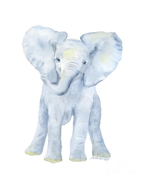 Baby Elephant Watercolor Painting By Susan Windsor Pixels