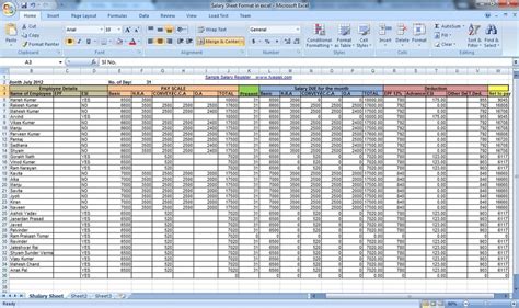 Employee Salary Sheet In Excel Format Can Download To Your On A Forum