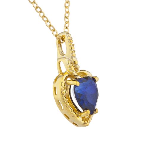 14kt Gold Blue Sapphire Heart Design Pendant Necklace Ebay