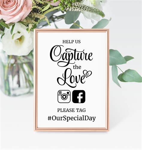 Capture The Love Sign Wedding Hashtag Sign Social Media Sign Wedding