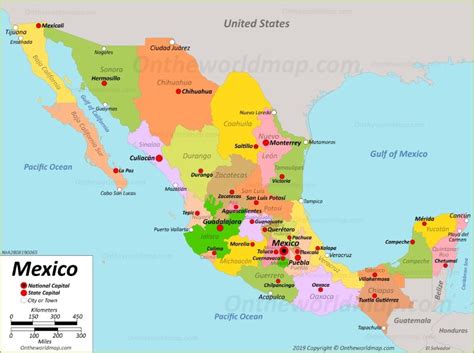 Mexico Map With States And Cities Map