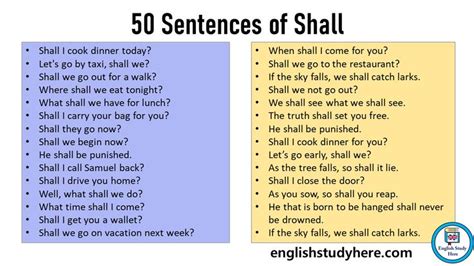 Sentences Of Shall In English Modal Verbs Shall Example Sentences English Study Here