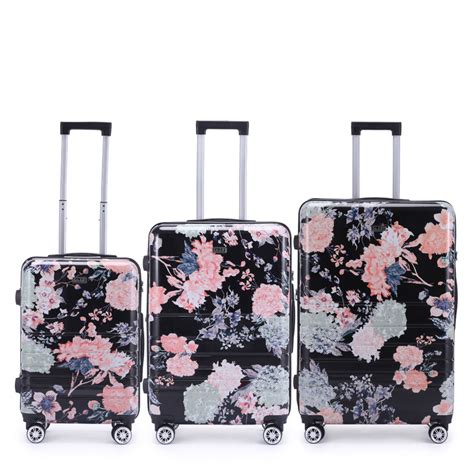Kate Hill 3pc Kate Hill Bloom Wheeled Trolley Hard Suitcase Luggage Set