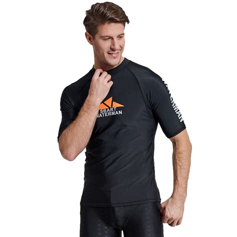 Sbart Men Lycra Short Sleeves Surf Diving Suits Shirt Rashguard Swimwear Sun Protection Rash