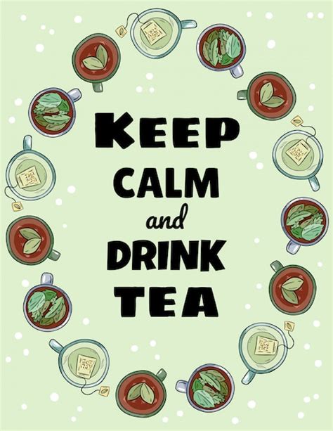 Premium Vector Keep Calm And Drink Tea Lettering Cups Of Tea Ornament