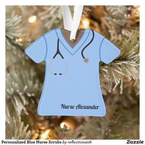 Personalized Blue Nurse Scrubs Ornament Personalized