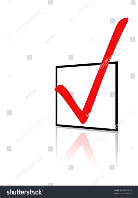 Red Check Mark In A Check Box Isolated On White Background With