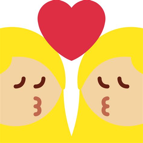 👩🏼‍ ️‍💋‍👩🏼 Sich Küssendes Paar Frau Frau Und Mittelhelle Hautfarbe Emoji