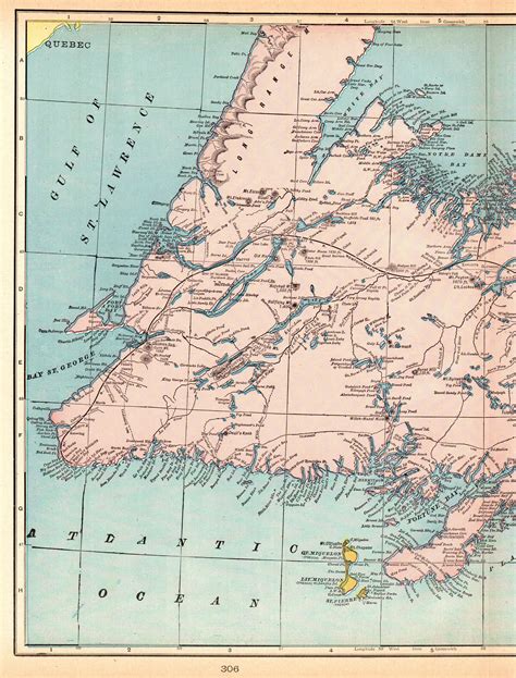 1901 Antique Newfoundland Map Vintage Map Of Newfoundland Etsy