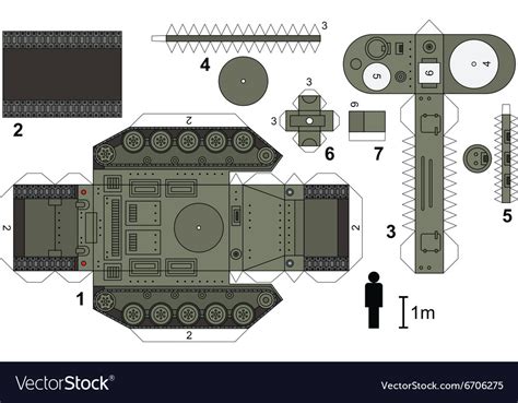 Paper Model An Old Tank Royalty Free Vector Image