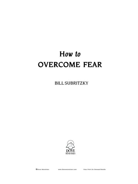 How To Overcome Fear Bill Subritzky Pdf Repentance Born Again