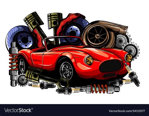 Car Spares Frame And Parts Royalty Free Vector Image