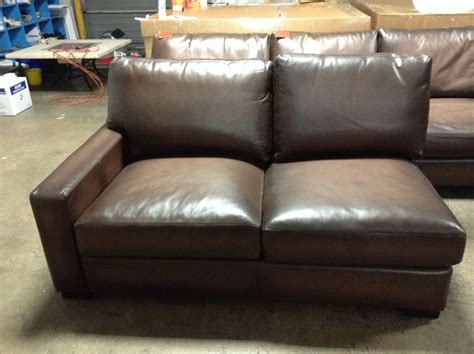 Made in the usa, this couch is crafted from engineered wood, and features rolled arms and loose. Pottery Barn Turner Leather Sofa Sectional Square Arm Left ...