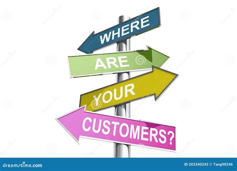 Direction Street Post With Word Where Are Your Customers On Colorful