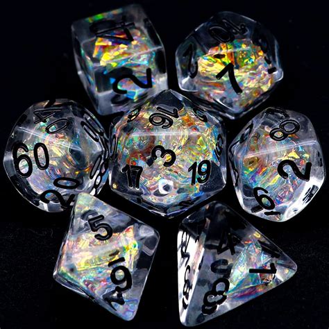 Haxtec Clear Dnd Dice Set 7pcs Filled Resin Polyhedral Dandd